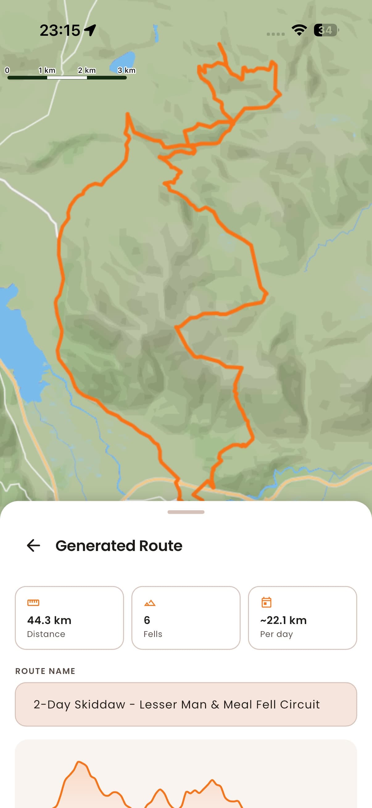 Route planning map interface