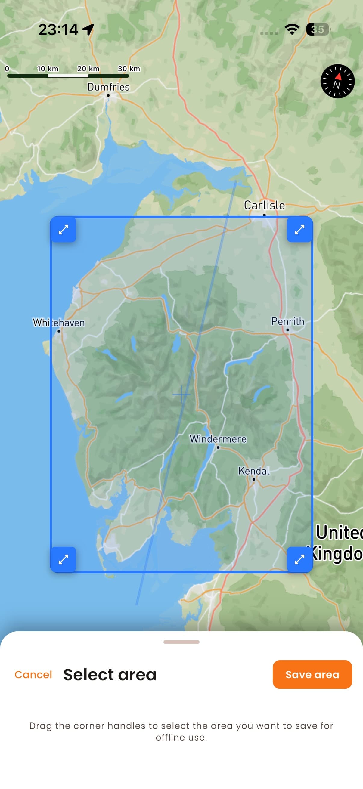 Trailwise running on a phone with no signal